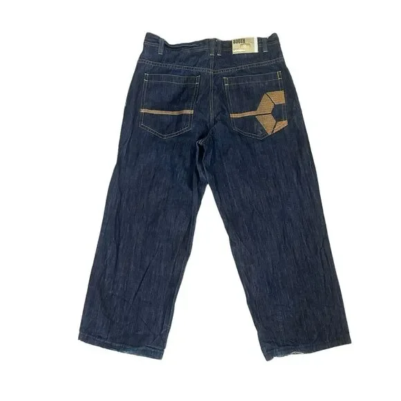 Men's 38 South Pole Denim Y2K Wide Leg Baggy Hip Hop Skater Jeans RN 82628